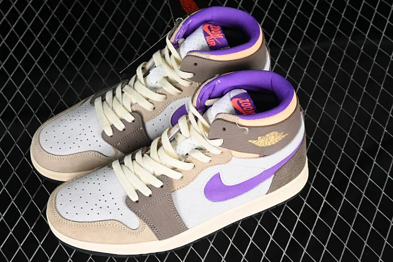 All categories Air Jordan Jordan series basketball shoes Air Jordan 1 High Air Jordan 1 Zoom CMFT AJ1 Joe 1 gray and purple color matching DV1307-205